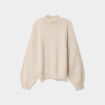 Pull manches bouffantes col montant ecru femme