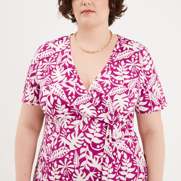 robe portefeuille manches courtes violet femmegt Robe portefeuille manches courtes violet femme grande taille