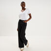 Jean large &agrave; clous coton denim noir femme
