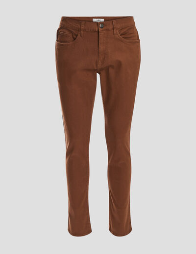 Pantalon droit en coton stretch camel homme