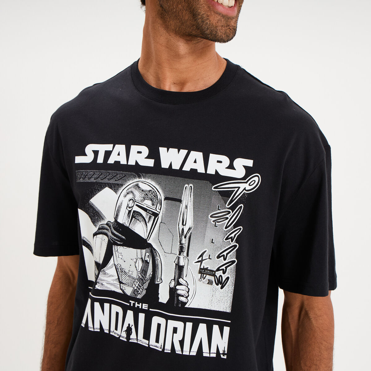 T-shirt coton Star Wars Mandalorian noir homme