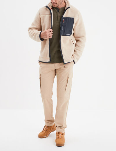 Pantalon cargo ceinture double boucle beige homme