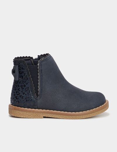 Bottines métallisées avec noeuds bleu marine fille