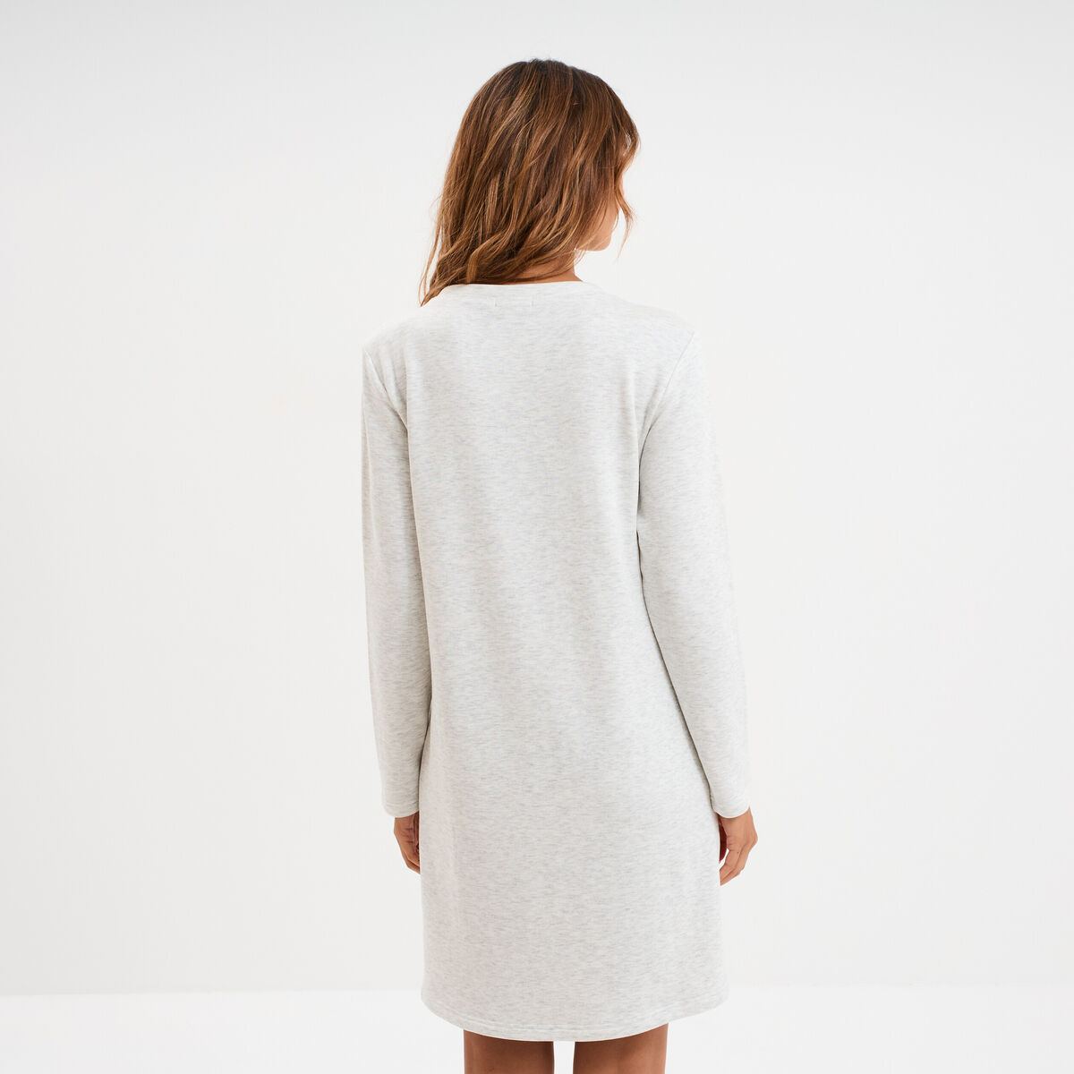 Chemise de nuit manches longues gris clair femme
