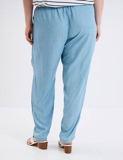 Pantalon fluide bleu clair femme grande taille