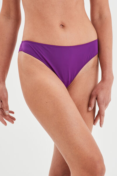 Tanga avec micro dentelle violet femme