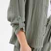 Chemise manches longues en gaze de coton vert kaki femme