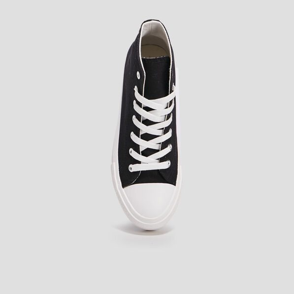 baskets montantes toile semelle crantee noir femme Baskets montantes toile semelle crantée noir femme