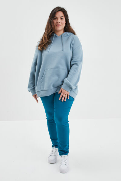 Sweat à capuche hoodie gris femme grande taille