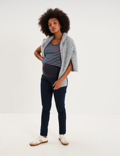 Jegging grossesse confort avec bandeau denim blue black femme maternit&eacute;