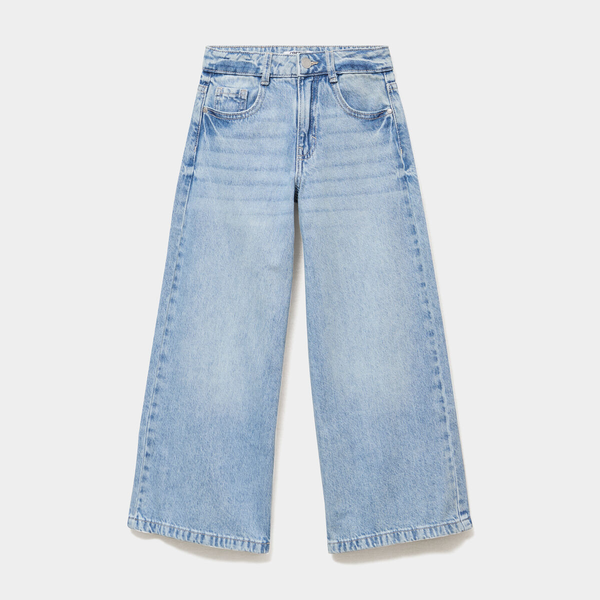 Jean large 5 poches taille ajustable denim triple stone fille