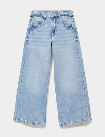 Jean large 5 poches taille ajustable denim triple stone fille