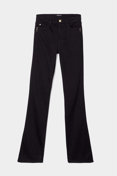 Jeans bootcut liserés métallisés denim noir femme