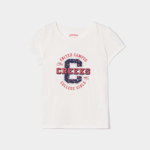 T-shirt manches courtes coton Creeks blanc fille
