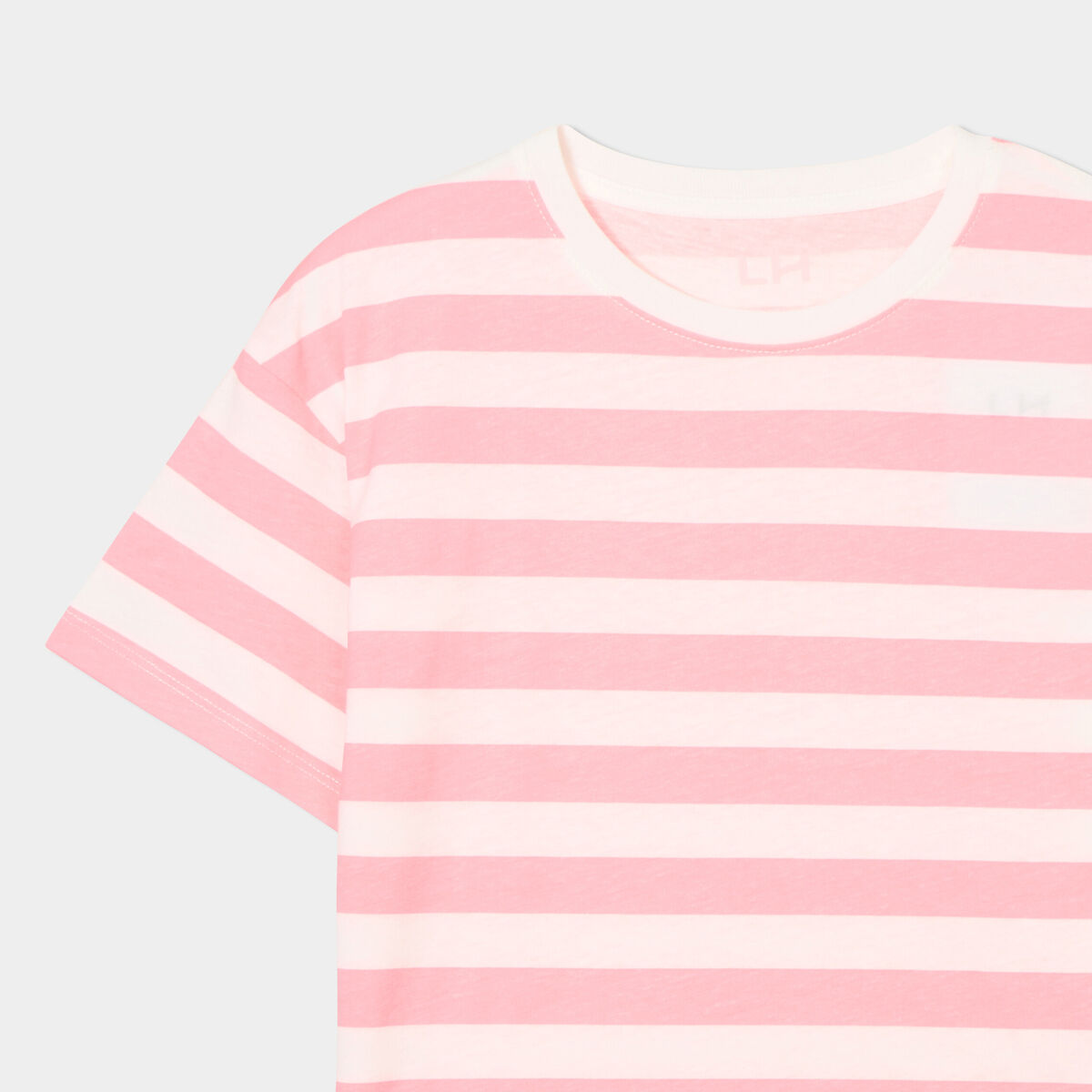 T-shirt col rond manches courtes coton ecru fille