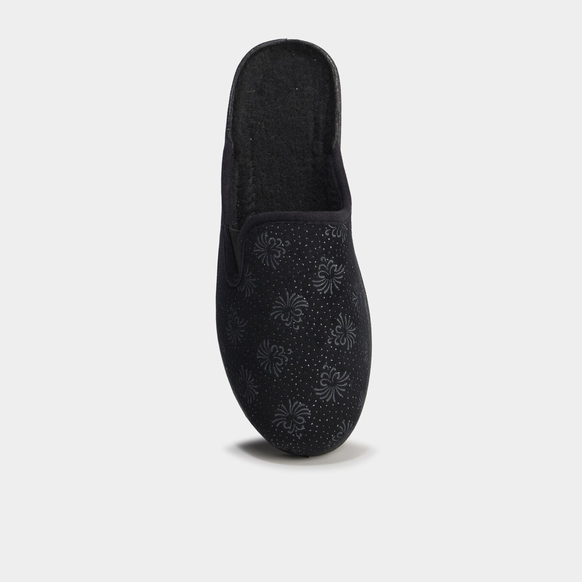 Chaussons mules compensés noir femme