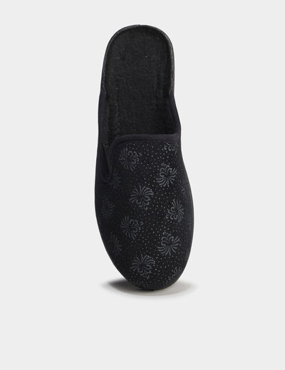 Chaussons mules compensés noir femme
