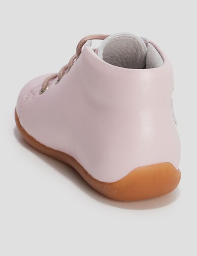 Bottillons à lacets en cuir rose bébé fille