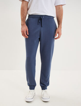 Pantalon jogging droit molleton bleu lavande homme