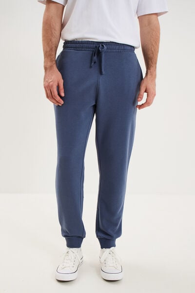 Pantalon jogging droit molleton bleu lavande homme