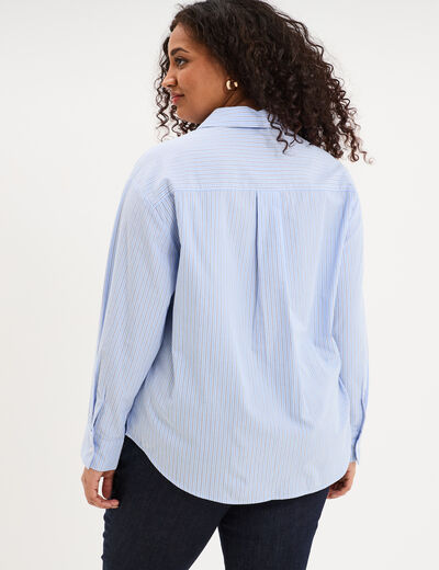 Chemise oversize manches longues coton bleu ciel femme grande taille