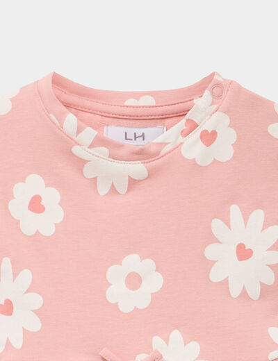 Robe patineuse manches courtes rose b&eacute;b&eacute; fille
