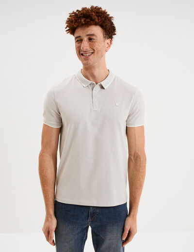 Polo slim manches courtes stretch gris clair homme