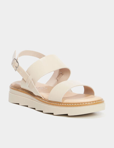 Sandales brides vernies cuir Liberto sable femme