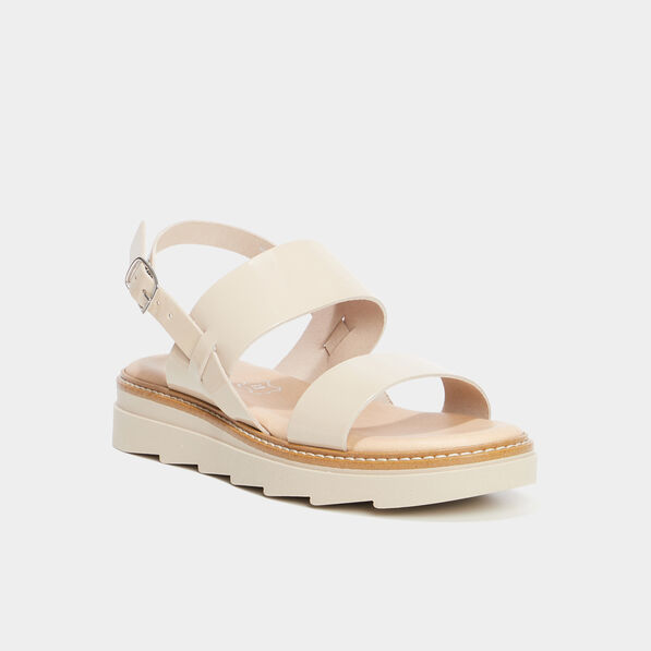 Sandales brides vernies cuir Liberto sable femme
