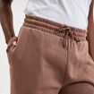 Pantalon jogging large taille &eacute;lastiqu&eacute;e marron cognac femme