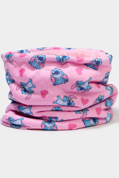Tour de cou fourr&eacute; Stitch rose fille