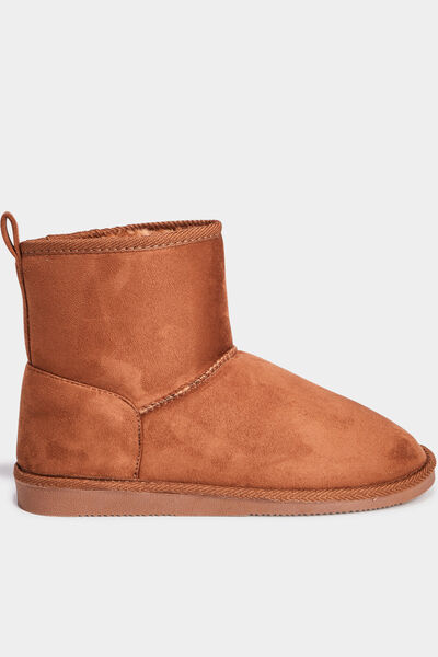 Bottines fourr&eacute;es effet su&eacute;dine marron femme