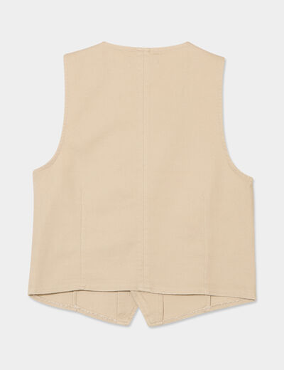 Veston ajusté sans manches coton beige garçon
