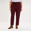Pantalon cigarette ceintur&eacute; effet cr&ecirc;pe violet fonc&eacute; femme grande taille