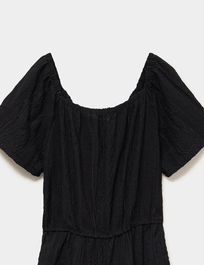 Combinaison pantalon manches courtes noir fille