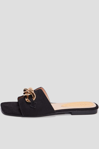 Mules avec chaînes Mosquitos noir femme