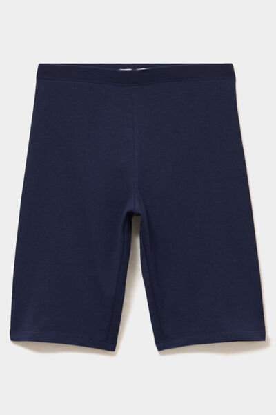 Short cycliste coton taille &eacute;lastiqu&eacute;e bleu marine fille
