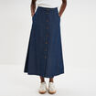 Jupe longue en jean boutonn&eacute;e coton denim brut femme