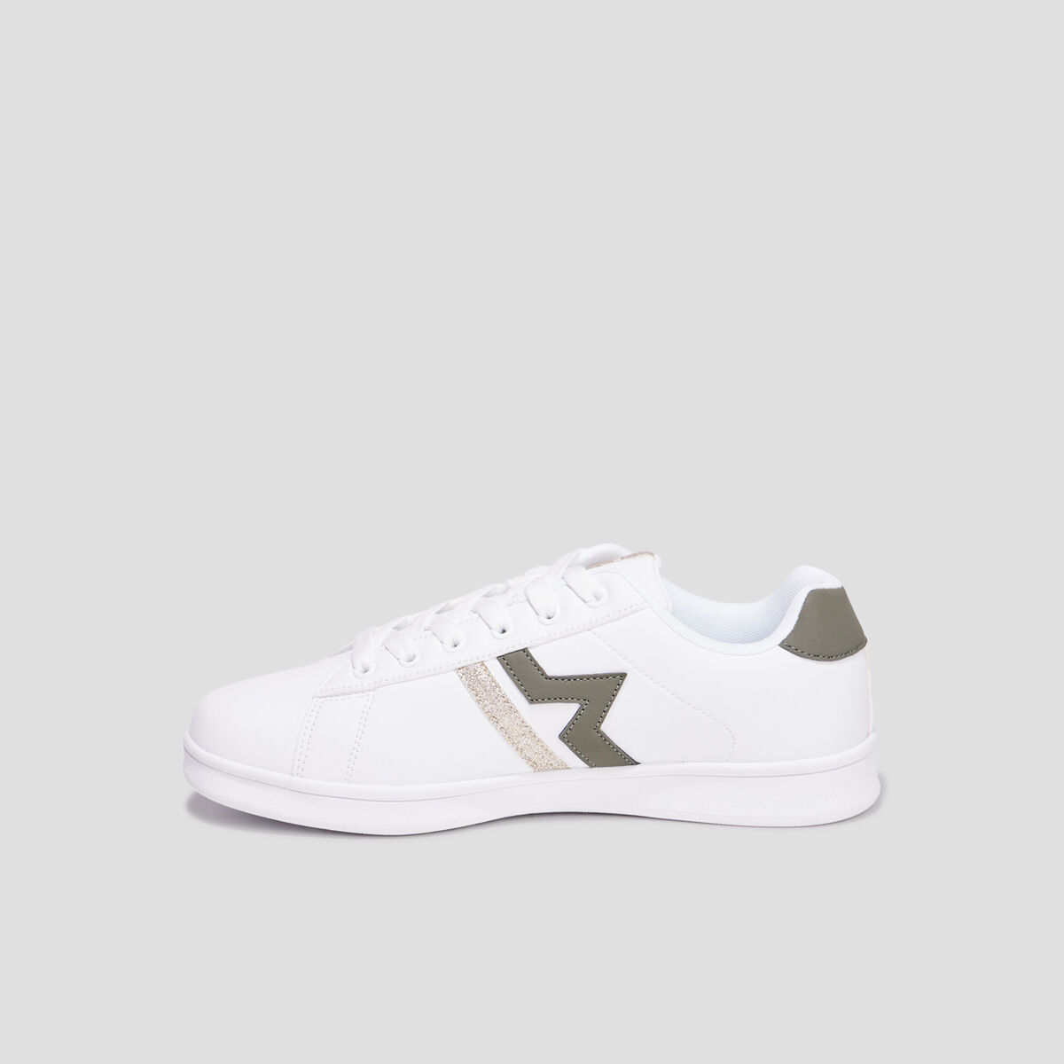 Tennis &agrave; lacets d&eacute;tails paillet&eacute;s Creeks vert kaki femme
