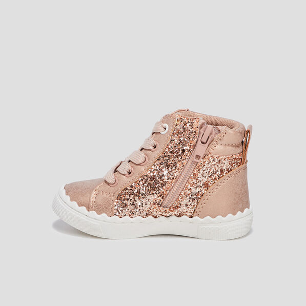 Baskets montantes zippées Creeks rose bébé fille
