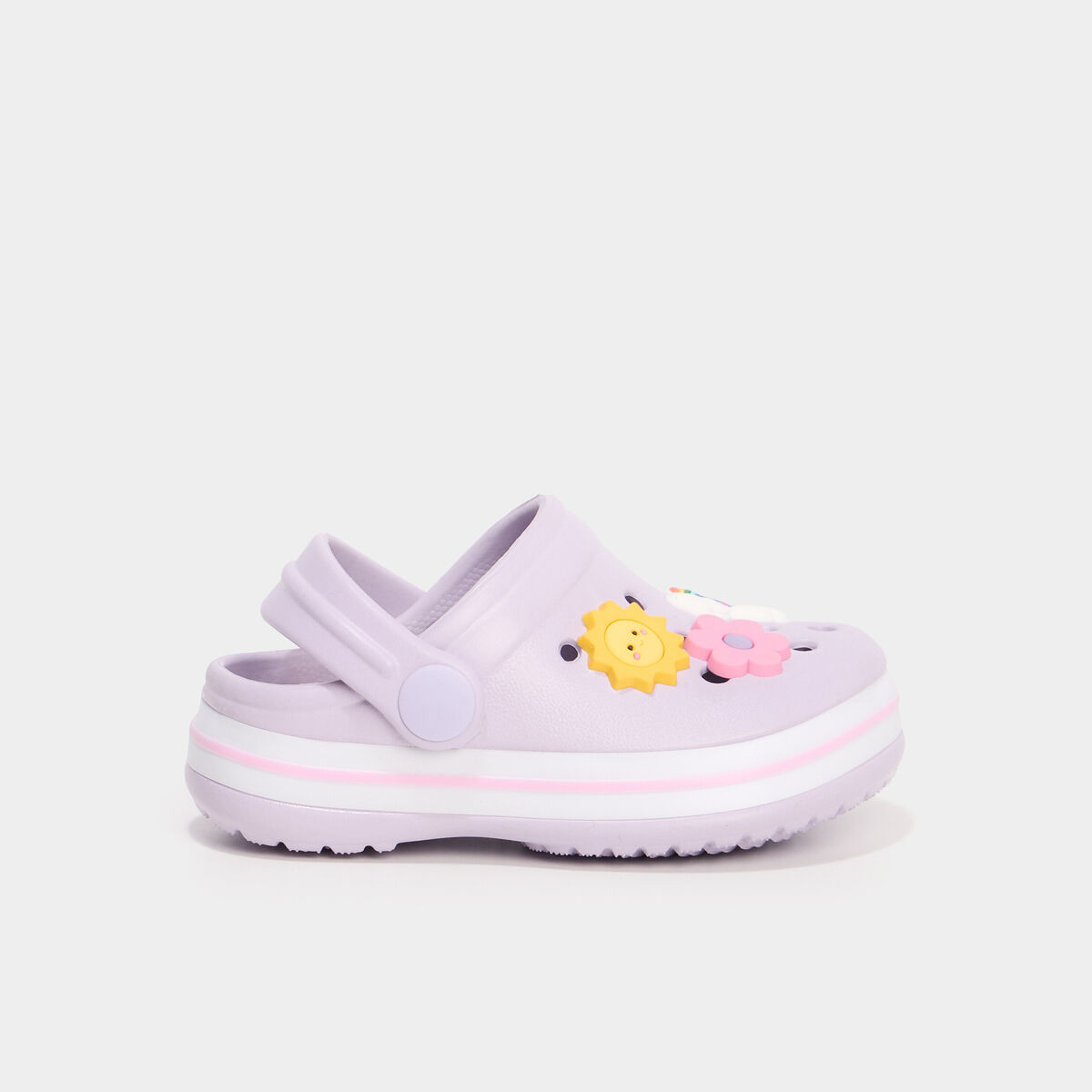 Sabots de plage avec décorations mauve bébé fille