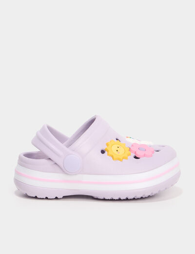 Sabots de plage avec décorations mauve bébé fille