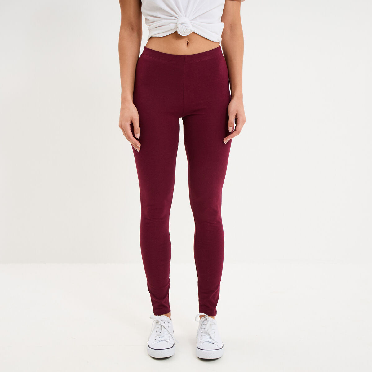 Legging taille haute bordeaux femme
