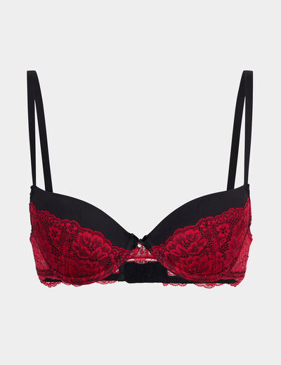 Soutien-gorge corbeille micro dentelle rouge femme