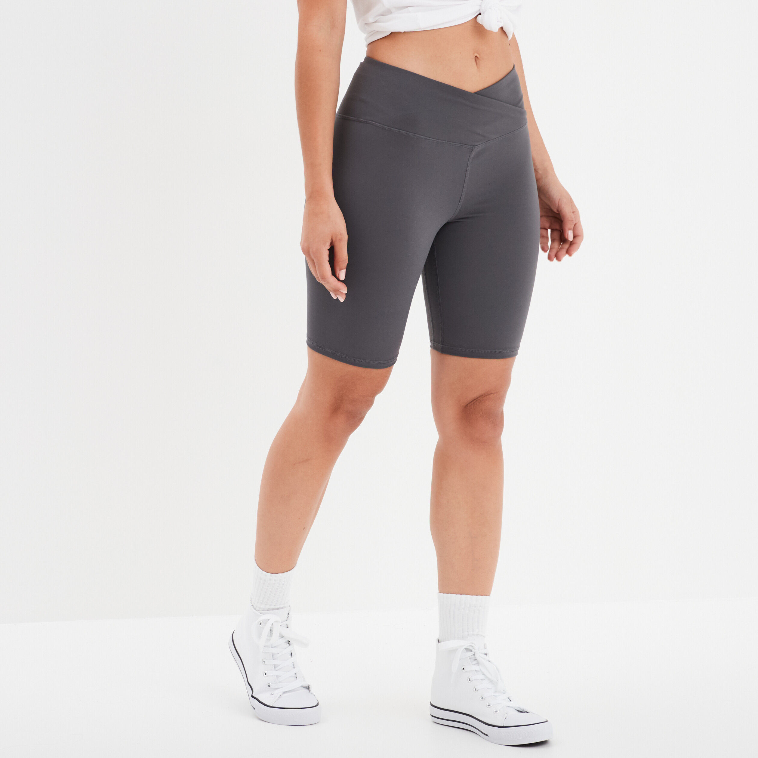 Legging cycliste stretch gris foncé femme LH