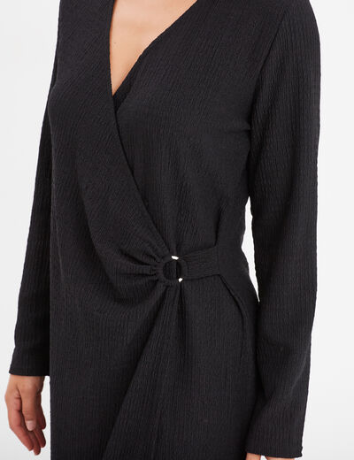 Robe midi portefeuille fluide Liberto noir femme