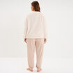 Ensemble pyjama effet velours 2 pi&egrave;ces creme femme grande taille
