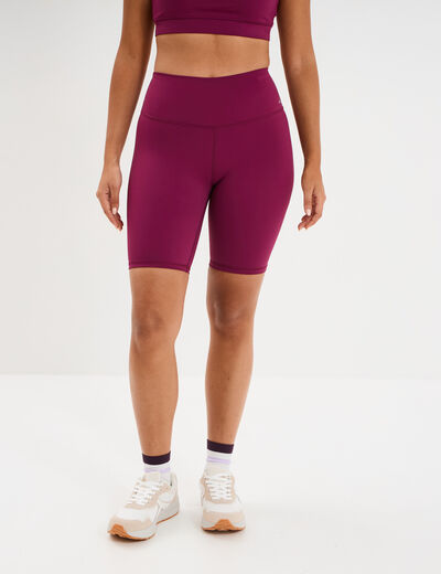 Short cycliste de sport taille haute violet fonc&eacute; femme