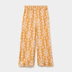Pantalon fluide large taille &eacute;lastiqu&eacute;e jaune ocre femme