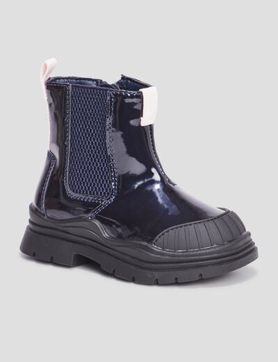 Bottines vernies crantées noir bébé fille